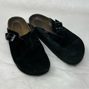Birkenstock  Black Suede Clogs with Buckle Size 38